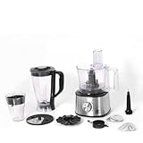 SUPERLEX Profi 800W Edelstahl Küchenmaschine - 12-in-1 Multifunktion mit 1,75L Mixer & 1,2L Schüssel, inkl. Mahlwerk & Emulgieraufsatz - Kompakt für Schneiden, Hobeln, Juliennieren