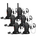 Walkie Talkie PMR446 lizenzfreies Zwei-Wege-Funkgerät, pofung PT88E 16 Kanäle Professionelle wiederaufladbare Walkie Talkies mit großer Reichweite mit USB-Ladestation und Hörmuscheln Schwarz 6 Stück