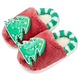 Meggsnle Damen Hausschuhe Weihnachten Schlappen Plusch Hausschuh Plüsch Herren Winter Memory Foam Innen Wärme Schuhe rutschfeste Slippers Unisex