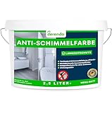 derendo Anti Schimmelfarbe für feuchte Räume Badezimmer Schlafzimmer Wandfarbe innen weiß mit sehr hohe Deckkraft Schimmelbeseitigung Schimmelentferner Langzeitschutz (2.5 Liter)