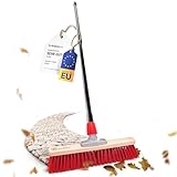 Novaliv Straßenbesen 40 cm I Besen mit Stiel ausziehbar I Elaston rot I Grob I Industriebesen Kehrbesen Gartenbesen Hofbesen