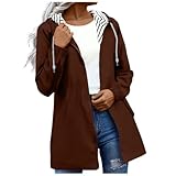 Trenchcoat Damen Regenjacke mit Reißverschluss Übergangsjacke Kapuze Frauen Plus Größe Windbrecher Casual Solid Mantel Outdoor Winddichte Wasserdichte mit Taschen Jacke