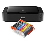 IC-Office IP8750 Farbtintenstrahl Drucker (Drucken, CD-Druck, A3, WLAN, AirPrint) schwarz + 6 XL Tintenpatronen