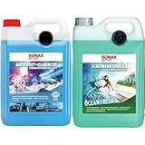 SONAX AntiFrost+KlarSicht Gebrauchsfertig bis -20°C 5 Liter 1 Stück & ScheibenReiniger gebrauchsfertig Ocean-Fresh 5 Liter gebrauchsfertiger Reiniger