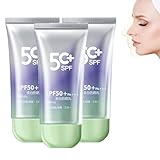 Sonnenschutzmilch mit LSF 50+, 3-in-1 Sonnencreme Whitening/Sonnenschutz/Isolation, Klarfilter-Sonnenessenz, Leichtes Feuchtigkeitsfluid für das Gesicht, Rückstandslose Sonnencreme (3)