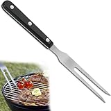 Fleischgabel Edelstahl Grillgabel mit Holzgriff,27cm Tranchiergabel Gerade,Fleischgabel mit Holzgriff,Bratengabel,Tranchiergabel aus Rostfreiem Edelstahl,Meat Fork zum Wenden und Fixieren von Fleisch