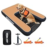 VEBESYET 150x100x15cm Aufblasbare Hunderampe Wasserrampe, Aufblasbar Dog Ramp Schwimmdock Plattform für Hunde bis zu 100 kg, für Pool, See, Strand,Ozean