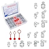 285 Pcs Metrisch Schmiernippel Fettnippel Sortiment Kit für Fettpresse Rostfrei M6 M8 M10 Gerade Abgewinkelt 45 ° 90 ° Abschmiernippel Kegelnippel Set Kit Kegelschmiernippel für Schmierpressen