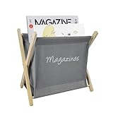 Choonjin Zeitungsständer Holz, 30 × 20 × 30 cm Grau Zeitungshalter, Zeitschriftensammler Zeitungskorb, Faltbarer Zeitschriftenständer, für Büro Zuhause und Wohnzimmer