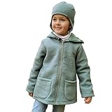 Lilakind“ Wollwalk Kinder-Mantel mit Taschen Walk Kapuzen Jacke Altgrün Gr. 110/116 - Made in Germany