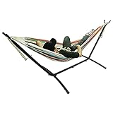 Homewell Garten-Hängematte, Gestell aus Stahl für Hängematte für eine oder zwei Personen, Wäscheständer mit gebogener Halterung (257 x 107 x 96 cm)