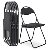 Raburg Klappstuhl 6er-Set, praktisches Gästestuhl-Set zum Klappen, gepolstert, leicht & bequem, Belastbarkeit 100 kg, Metallgestell, für Gäste, Büro, Event & Party, Paul, Schwarz/Schwarz