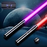 Laserschwert Kinder, USB-C Lade Lichtschwert Kinder, RGB 15 Farben 2 in 1 Lichtschwert, Duell Lightsaber mit 4 Modi, Metallgriff Lichtschwerter, Laser Schwert Kinder und Erwachsene Licht schwerter 2PC