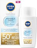 NIVEA SUN Sonnenschutz Fluid LSF 50+, nicht fettende Sonnencreme mit Antioxidantien, ultraleichtes Fluid mit unsichtbarem Finish, UV Gesicht Experte Invisible Daily UV-Fluid LSF 50+ (40ml)