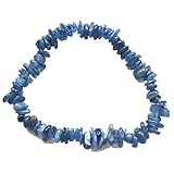 Kyanit Stein Stretcharmband | Disthen Splittersteine Armband für Damen und Herren | Edelstein Trommelsteine Power-Armband | Heilsteine Armband