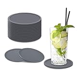 20 Set LAINIKE Silikon Untersetzer Rund für Gläser Silikon Untersetzer Gläser rund rutschfest Glasuntersetze Hitzebeständiger für Tassen Tisch Bar Getränke(grau)