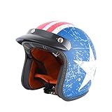 Retro Motorrad Halbhelme Motorradhelm für Herren und Damen DOT/ECE-Zertifizierung Jethelm Halbschalenhelm Braincap für Bike Cruiser Chopper Moped Scooter Offenem Helm 7,M(57~58CM)