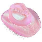Gatuida Rosa Cowboyhut Damen mit Strassquaste Glitzernde Cowgirl Mütze für Party Festival und Western Kostüm