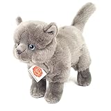 Teddy Hermann 91836 Kartäuserkatze stehend 20 cm, Kuscheltier mit idealem Recyclinganteil (Füllmaterial)