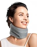 BETOVIN Nackenstütze gegen Nackenschmerzen, Weiche & Verstellbare Halskrause für Schlafen, Neck Support zur Unterstützung der Halswirbelsäule Druckentlastung, für Frauen und Männer(Grau, L)