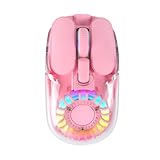 LIKE SHOW Bluetooth Maus, Kabellose Mouse mit USB-Nano-Empfänger, Tri-Mode (BT5.1+ BT5.1 + 2.4GHz) Leise Funkmaus Wiederaufladbare, Transparente Abdeckung, RGB Mäuse für Laptop, PC, iPad, Mac, Rosa