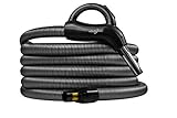 HouseVac Premium Saugschlauch für Zentralstaubsauger |Passend Fast alle Zentralstaubsauger Länge 9m | Beide Schlauchenden drehen Sich um 360 Grad | mit EIN/AUS-Schalter | Clipbefestigung