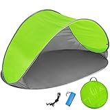 tectake® Strandmuschel Pop Up Zelt 2 Personen, Wurfzelt 220x120x100cm, Strandmuschel UV Schutz, Windschutz Strand Zubehör, Windschutz Camping, Sonnenschutz Garten, Campingzelt, Bikepacking - blau/grün