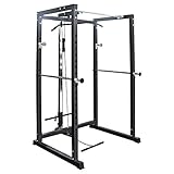 Train Hard Power Rack Cage mit Latzug, Kabelzug und Klimmzugstange, Massive Kraftstation geprüfte und zertifizierte Premium Qualität nach EN957