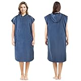 AUYAO Handtuch Poncho Unisex Mikrofaser Surf 110*78 cm Bade-Poncho Kapuze Surf-Poncho für Erwachsene Quick Dry Badeponcho Bademantel Poncho Hooded Changing Towels Damen Beach Change Robe -Dunkelblau