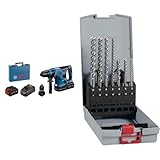 Bosch Professional 18V System BITURBO Akku Bohrhammer GBH 18V-34 CF + 7x PRO SDS plus-5X Hammerbohrer-Set (für Beton, Kalk- und Sandsteine, Ø 5-12 mm)