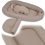 PaLulli® Extra Großes Babynest 100x60 cm | Set mit herausnehmbarer Einlage Baumwolle | Beidseitig nutzbares Kuschelnest für Babys | Handgefertigt, Atmungsaktiv & Sicher (Braun)