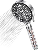Duschkopf mit Filter, YEAUPE Duschkopf Wassersparend 7,5L/Min, Duschbrause mit 6 Strahlarten, Handbrause Duschkopf, Sparduschkopf mit Filter Gegen Kalk für Hartes Wasser, Chrom