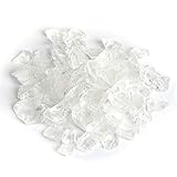 Reflektierender Feuerglas-Kies, mit hohem Glanz, Feuersteine, Feuerglas-Kieselsteine, Perlen für Feuerstelle, Aquarium, Garten, 1–2 cm, 580 g (Kristall)