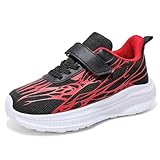 Kivlrm Turnschuhe Für Jungen Sportschuhe Kinder Hallenschuhe Schuhe Kinderschuhe Leicht Laufschuhe Atmungsaktiv Schwarz Rot 30EU
