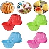 YXHZVON Mini Gugelhupfform Silikon, 20 Stück Donuts Backform Kuchenform, Wiederverwendbare Gugelhupfform Silikon Klein für Kuchen Dessert Schokolade Pudding Gelee (4 Farben)