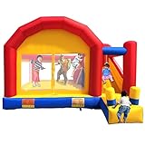 Ballsea Hüpfburg XXL - Großes Aufblasbares Schloss mit Trampolin, Rutsche & Kletterwand (ohne Gebläse)