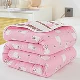 Hiseng Tagesdecke, Tierdrucke Bettdecke 2.5 Tog, Bettüberwurf, Mikrofaser Tagesdecken Weich Steppdecke, 2025 Leichte Sommerdecke, für Doppelbett Einzelbett (Alpaka Pink,200×240cm)