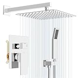 Rainsworth Duschsystem Unterputz Wandmontage, Unterputz Duscharmatur Set mit Regendusche 30x30cm, Unterputz Armaturen aus Hochwertig Edelstahl und Messing, Duschset Chrom