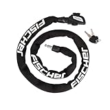 FISCHER Fahrradschloss, Kettenschloss Neopren mit 2 Schlüsseln, hohe Sicherheit für Fahrräder und E-Bikes, diebstahlsicher, schwarz, Länge: 130 cm