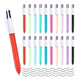 FloraVigo 20-teiliges Vierfarben-Kugelschreiber-Set, 4-in-1 Mehrfarben-Kugelschreiber, 1,0 mm einziehbarer Kugelschreiber, geeignet für Büro und Studium, Schüler und als Geschenk für Kinder.