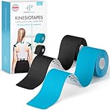 Health Press® Kinesiotapes – 2 Rollen Kinesiologie Tape Sport Blau + Schwarz (5cm x 5m) – Kinesiotape – Profi Physio Tape und Sporttape – Hautfreundliche Tapes DERMATEST: SEHR GUT