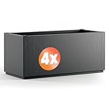 Casaria® 4X Blumenkasten 'Ethica' 80L 80x36x35cm Ablaufboden Kunststoff Winterfest Garten Pflanzkübel Übertopf Pflanzkasten Blumenkübel Anthrazit