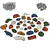 ALPIDEX 35 Klettergriffe | Starterset | Inklusive Schrauben, Einschlagmuttern | Griffe Größen L, M, S | Kletterfläche 3-5 m² | Komplettset - Farbe:bunt