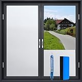 Guuteee Fensterfolie Blickdicht Statische Sichtschutzfolie Fenster Milchglasfolie Selbstklebend Fenster mit Anti UV für Zuhause Büro Badezimmer 30x200cm