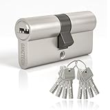 GANZTECH 40/40 (80mm),Nickel-Türzylinderschloss,Schlüsselschlüssel mit 8 horizontalen Noppenschlüsseln,Euro-Zylinderschloss aus Aluminiumlegierung,Verbundtüren und UPVC