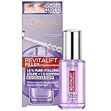 L'Oréal Paris Augenserum mit 1,5% Hyaluronsäure und 1% Koffein für eine strahlende Augenpartie, Mit kühlendem Kugel-Applikator, Revitalift Filler Augenserum, 1 x 20 ml