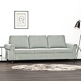 Willood 3-Sitzer-Sofa Loungesofa Couch mit Armlehnen Rückenkissen, Wohnzimmersofa Designsofa Metallgestell, Sitzmöbel Zweisitze,Multi-Sofa, Hellgrau 180 cm Samt