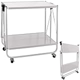 QMBasic Servierwagen klappbar Küchenwagen mit Lenkrollen Beistellwagen Dinett Küchenrollwagen weiß