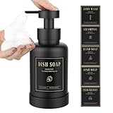 Luxspire Schaumseifenspender, Glasschaum-Pumpseifenspender, rutschfester Handseifenspender mit 5 wasserfesten Etiketten, 450ml/15oz nachfüllbarer Flüssigseifenspender für Bad & Küche, Schwarz, 1 Stück