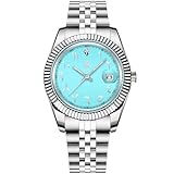 KALPADIVES RollsTimi RT-128 Herren Automatikuhr 39mm Edelstahl Mechanische Uhr Herren Luxus Klassische Uhren, Himmelblau Rt128am, Klassisch